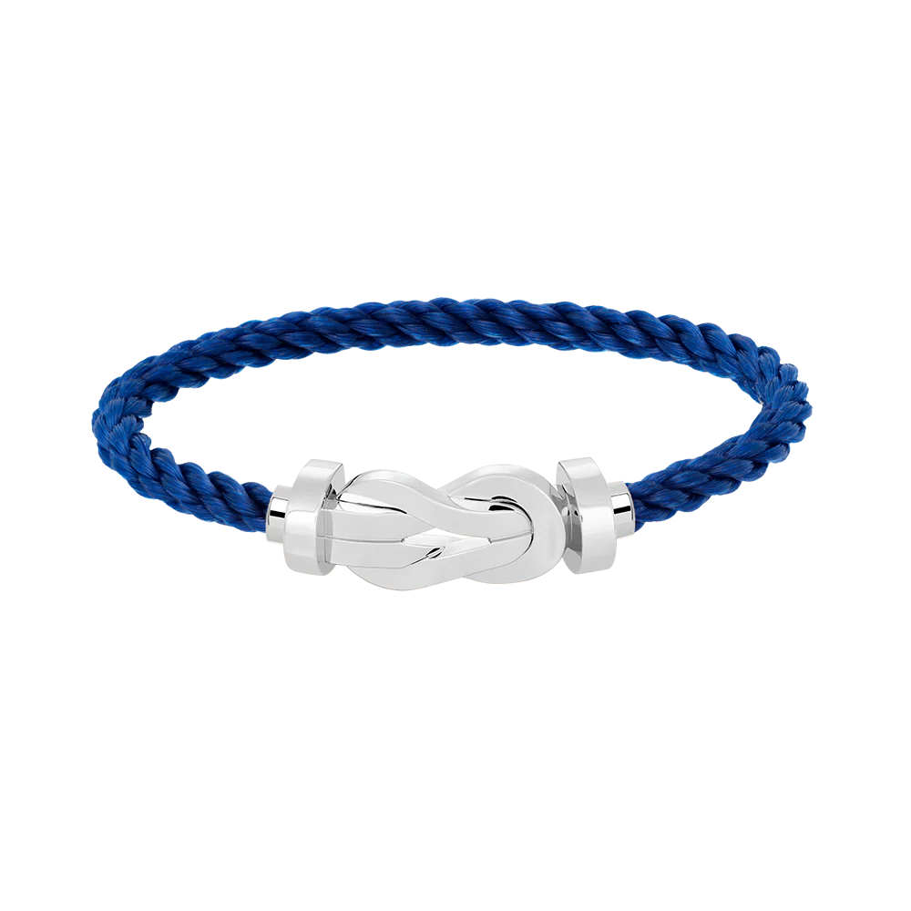 0B0097-6B0232-A_8294a154-7c59-4de2-bb22-5966d3427f81.webp FORCE LARGE HORSESHOE CLASP METAL BRACELET - 9. Deep sea blue nylon rope - Image 1
