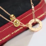 LOVE NECKLACE ADJUSTABLE ROSE GOLD 2 DIAMOND - Image 2
