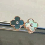 CLOVER MEDIUM 1 MOTIFS GRAY MOP DIAMOND EARRINGS - Gold