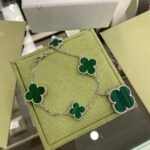 CLOVER 5 MOTIFS SIVLER MALACHITE BRACELET - 19