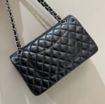 FLAP BAG 25CM SILVER HARDWARE BLACK LAMBSKIN - Image 3