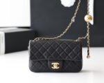 FLAP BAG 20CM GOLD HARDWARE BLACK LAMBSKIN - Image 10
