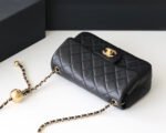 FLAP BAG 20CM GOLD HARDWARE BLACK LAMBSKIN - Image 3