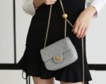 FLAP BAG 17CM GREY LAMBSKIN GOLD HARDWARE - Image 13