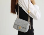 FLAP BAG 17CM GREY LAMBSKIN GOLD HARDWARE - Image 18