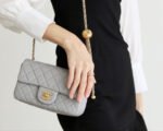 FLAP BAG 20CM GREY LAMBSKIN GOLD HARDWARE - Image 6