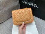 MINI SQUARE FLAP BAG 17CM BROWN LAMBSKIN GOLD HARDWARE - Image 13