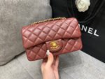 MINI RECTANGLE FLAP BAG 20CM BURGUNDY LAMBSKIN GOLD HARDWARE - Image 10
