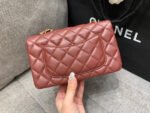 MINI RECTANGLE FLAP BAG 20CM BURGUNDY LAMBSKIN GOLD HARDWARE - Image 13