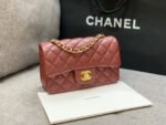 MINI RECTANGLE FLAP BAG 20CM BURGUNDY LAMBSKIN GOLD HARDWARE - Image 6