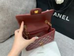 MINI RECTANGLE FLAP BAG 20CM BURGUNDY LAMBSKIN GOLD HARDWARE - Image 15