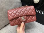 MINI RECTANGLE FLAP BAG 20CM BURGUNDY LAMBSKIN SILVER HARDWARE - Image 2