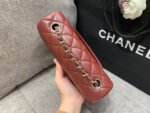MINI RECTANGLE FLAP BAG 20CM BURGUNDY LAMBSKIN SILVER HARDWARE - Image 11