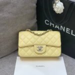 MINI RECTANGLE FLAP BAG 20CM YELLOW LAMBSKIN SILVER HARDWARE - Image 10