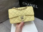MINI RECTANGLE FLAP BAG 20CM YELLOW LAMBSKIN SILVER HARDWARE - Image 11