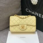 MINI RECTANGLE FLAP BAG 20CM YELLOW LAMBSKIN GOLD HARDWARE - Image 9