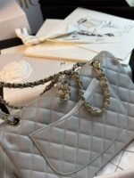 FLAP BAG 25CM GOLD HARDWARE GREY CAVIAR - Image 6