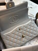 FLAP BAG 25CM GOLD HARDWARE GREY CAVIAR - Image 9