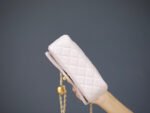 MINI RECTANGLE FLAP BAG 20CM LIGHT PINK LAMBSKIN GOLD HARDWARE - Image 14