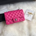 CC 20 CLASSIC SMALL DOUBLE FLAP BAG IN DEEP PINK CALFSKIN - Image 2
