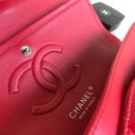 FLAP BAG MEDIUM 25CM RED LAMBSKIN SILVER HARDWARE - Image 11