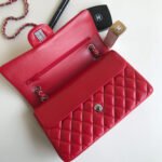 FLAP BAG MEDIUM 25CM RED LAMBSKIN SILVER HARDWARE - Image 4