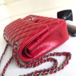 FLAP BAG MEDIUM 25CM RED LAMBSKIN SILVER HARDWARE - Image 14