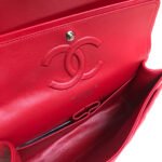FLAP BAG MEDIUM 25CM RED LAMBSKIN SILVER HARDWARE - Image 6