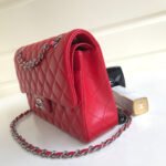 FLAP BAG MEDIUM 25CM RED LAMBSKIN SILVER HARDWARE - Image 7