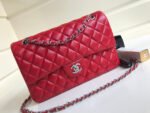 FLAP BAG MEDIUM 25CM RED LAMBSKIN SILVER HARDWARE - Image 17