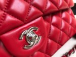 FLAP BAG MEDIUM 25CM RED LAMBSKIN SILVER HARDWARE - Image 18