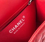 MINI SQUARE FLAP BAG 17CM RED LAMBSKIN SILVER HARDWARE - Image 18