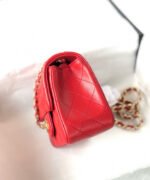 MINI SQUARE FLAP BAG 17CM RED LAMBSKIN GOLD HARDWARE - Image 5