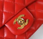 MINI SQUARE FLAP BAG 17CM RED LAMBSKIN GOLD HARDWARE - Image 8