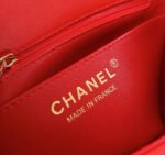 MINI SQUARE FLAP BAG 17CM RED LAMBSKIN GOLD HARDWARE - Image 15