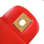 MINI SQUARE FLAP BAG 17CM RED LAMBSKIN GOLD HARDWARE - Image 16