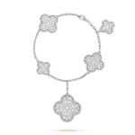 CLOVER 6 MOTIFS SILVER DIAMOND BRACELET - 19