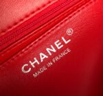 MINI RECTANGLE FLAP BAG 20CM RED LAMBSKIN SILVER HARDWARE - Image 13