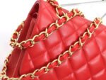FLAP BAG JUMBO 30CM RED LAMBSKIN GOLD HARDWARE - Image 15