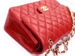 FLAP BAG JUMBO 30CM RED LAMBSKIN GOLD HARDWARE - Image 11