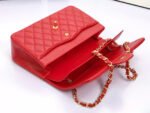 FLAP BAG JUMBO 30CM RED LAMBSKIN GOLD HARDWARE - Image 12