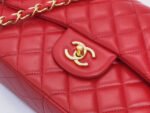 FLAP BAG JUMBO 30CM RED LAMBSKIN GOLD HARDWARE - Image 17