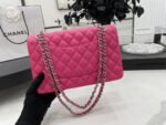 CC 25 CLASSIC SMALL DOUBLE FLAP BAG IN BRIGHT PINK CALFSKIN WITH STRAP - Image 12