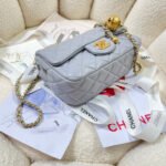 CHANEL 26S FLAP BAG 20 IN PASTEL BLUE-GRAY LAMBSKIN - Image 6