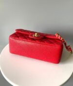 MINI RECTANGLE FLAP BAG 20CM RED CAVIAR GOLD HARDWARE - Image 14
