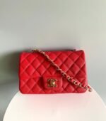 MINI RECTANGLE FLAP BAG 20CM RED CAVIAR GOLD HARDWARE - Image 8