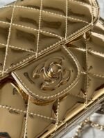 CC MINI 19 FLAP BAG IN GOLDEN METALLIC CALFSKIN - Image 14