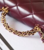CHANEL 25S FLAP BAG 19 CM IN DARK RED LAMBSKIN WITH GOLD HARDWARE - Image 16