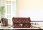 CHANEL 25S FLAP BAG 20 CM IN DARK BROWN LAMBSKIN WITH GOLD HARDWARE - Image 11