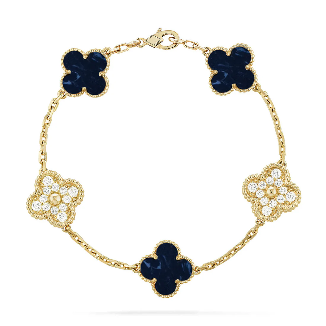 2_50daec50-b3ca-4fbd-a867-1e396b9f1aa7.webp CLOVER 5 MOTIF PIETERSITE BRACELET COLLECTION - Gold-Diamond, 19 - Image 1